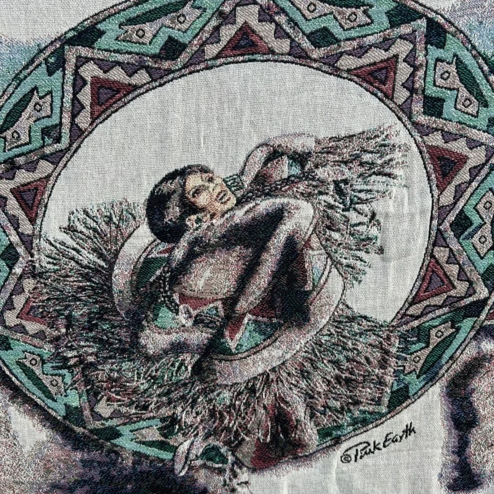 The Rug Barn‎ Shawl Dancer Throw Blanket  53x65 Multi Woven Cotton USA Cabin